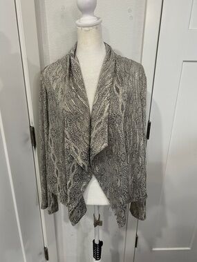 Chico’s Lightweight Open-Front Women's Cardigan Sweater - gold thread